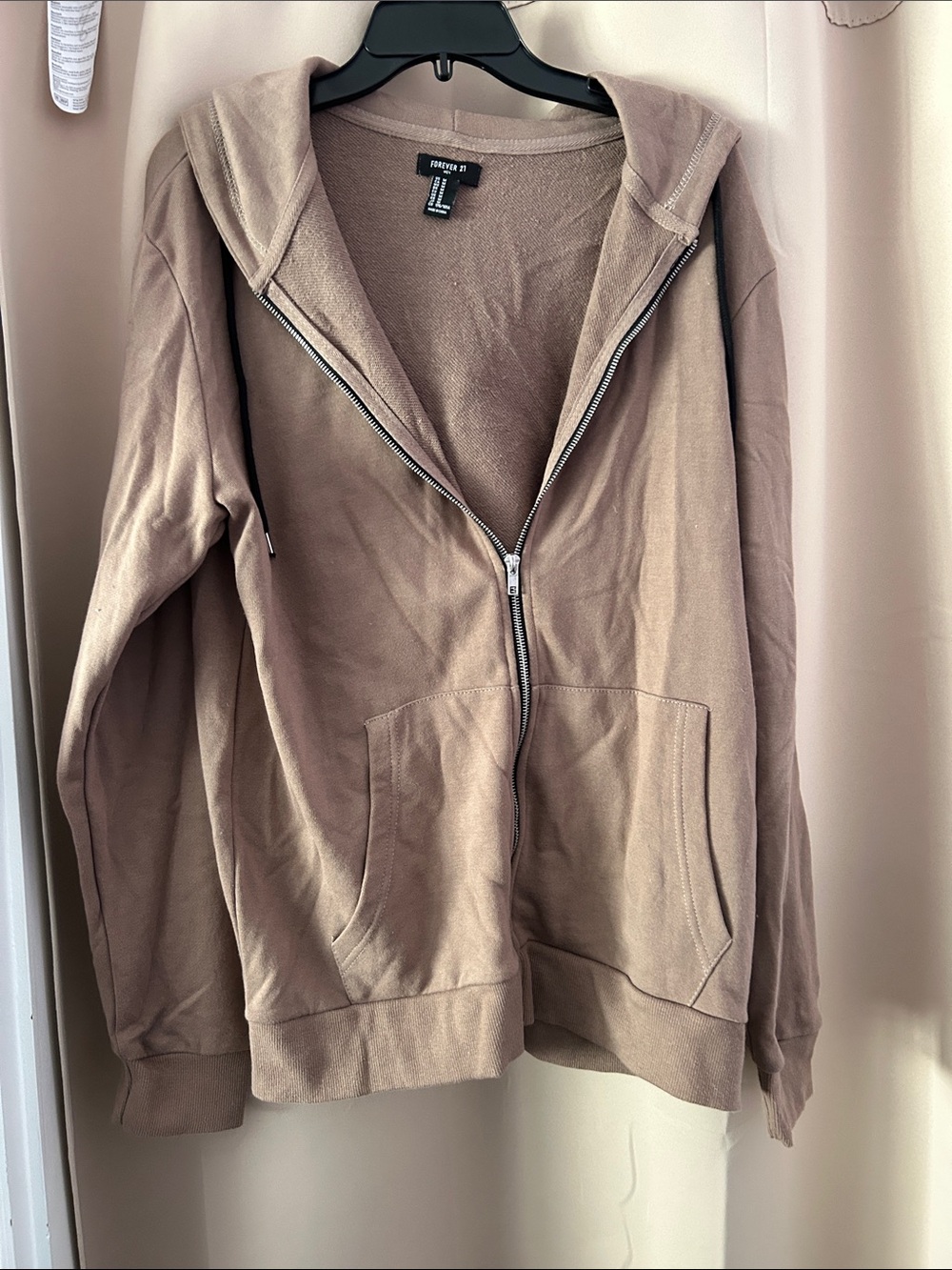 Forever 21 Men’s Zip-Up Hoodie - Taupe Brown